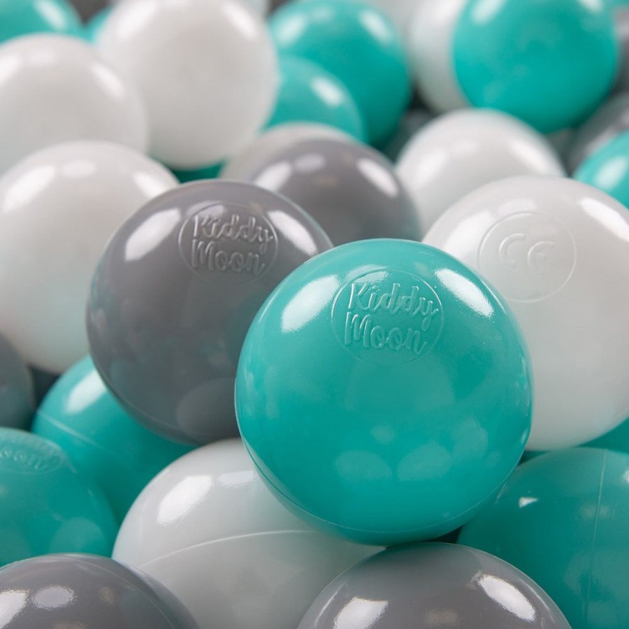 Plastic Balls KiddyMoon | Kiddymoon Soft Plastic Play Balls 7Cm/ 2.75In Multi-Colour Certified Made In Eu, White/ Grey/ Light Turquoise White/Grey/Light Turquoise