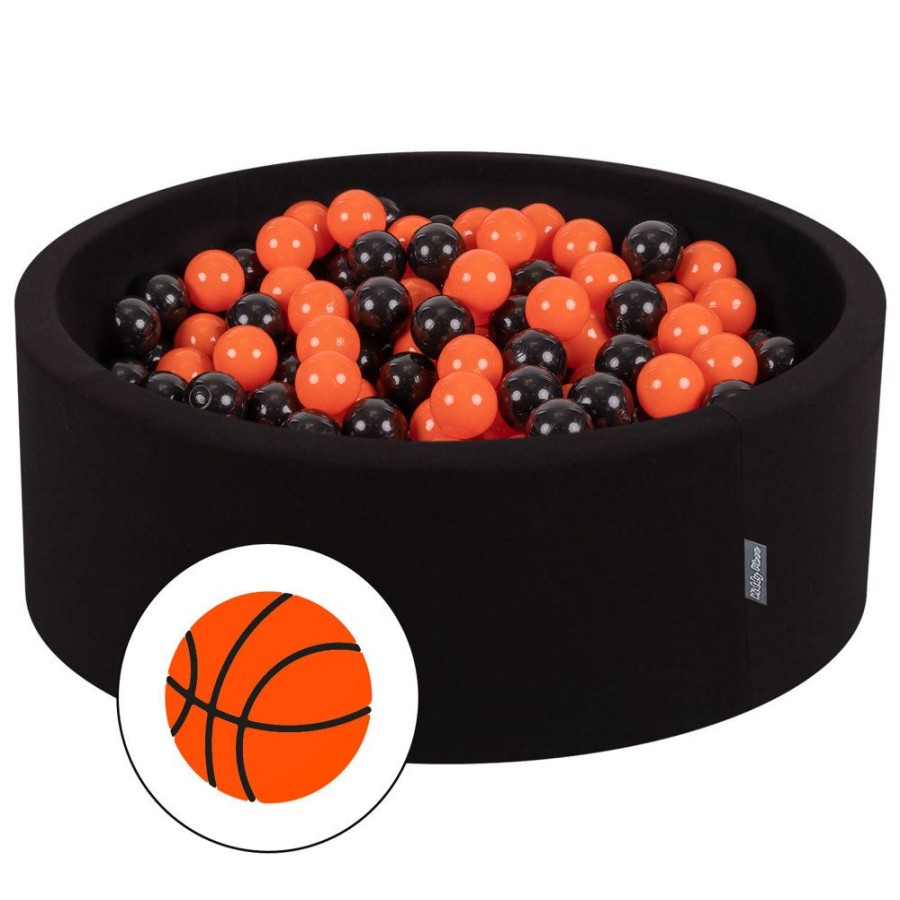 Ball Pits KiddyMoon | Kiddymoon Baby Foam Ball Pit With Balls 7Cm / 2.75In Certified Made In Eu, Basketball: Black/ Orange