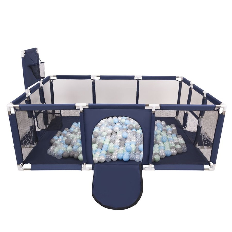 Partners KiddyMoon Partners | Baby Playpen Big Size Playground With Plastic Balls For Kids, Dark Blue: Pearl/ Grey/ Transparent/ Babyblue/ Mint Dark Blue:Pearl/Grey/Transparent/Babyblue/Mint