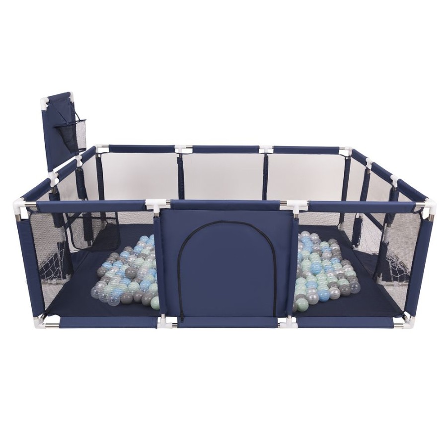 Partners KiddyMoon Partners | Baby Playpen Big Size Playground With Plastic Balls For Kids, Dark Blue: Pearl/ Grey/ Transparent/ Babyblue/ Mint Dark Blue:Pearl/Grey/Transparent/Babyblue/Mint