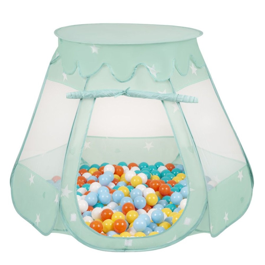 Partners KiddyMoon Partners | Play Tent Castle House Pop Up Ballpit Shell Plastic Balls For Kids, Mint: White/ Yellow/ Orange/ Babyblue/ Turquoise Mint:White/Yellow/Orange/Babyblue/Turquoise