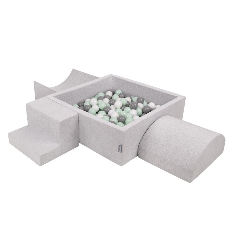 Activity Toys KiddyMoon | Kiddymoon Foam Playground For Kids With Square Ballpit ( 7Cm/ 2.75In) Soft Obstacles Course And Ball Pool, Certified Made In The Eu, Lightgrey: White/ Grey/ Mint Lightgrey:White/Grey/Mint