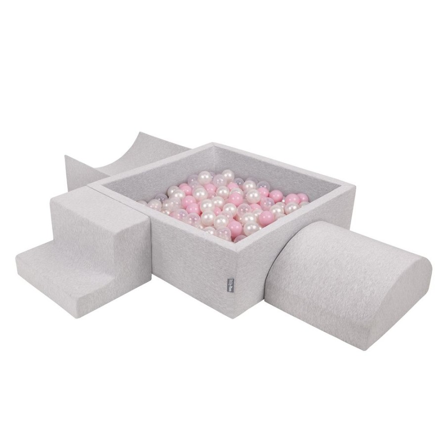 Activity Toys KiddyMoon | Kiddymoon Foam Playground For Kids With Square Ballpit ( 7Cm/ 2.75In) Soft Obstacles Course And Ball Pool, Certified Made In The Eu, Lightgrey: Powderpink/ Pearl/ Transparent Lightgrey:Powderpink/Pearl/Transparent