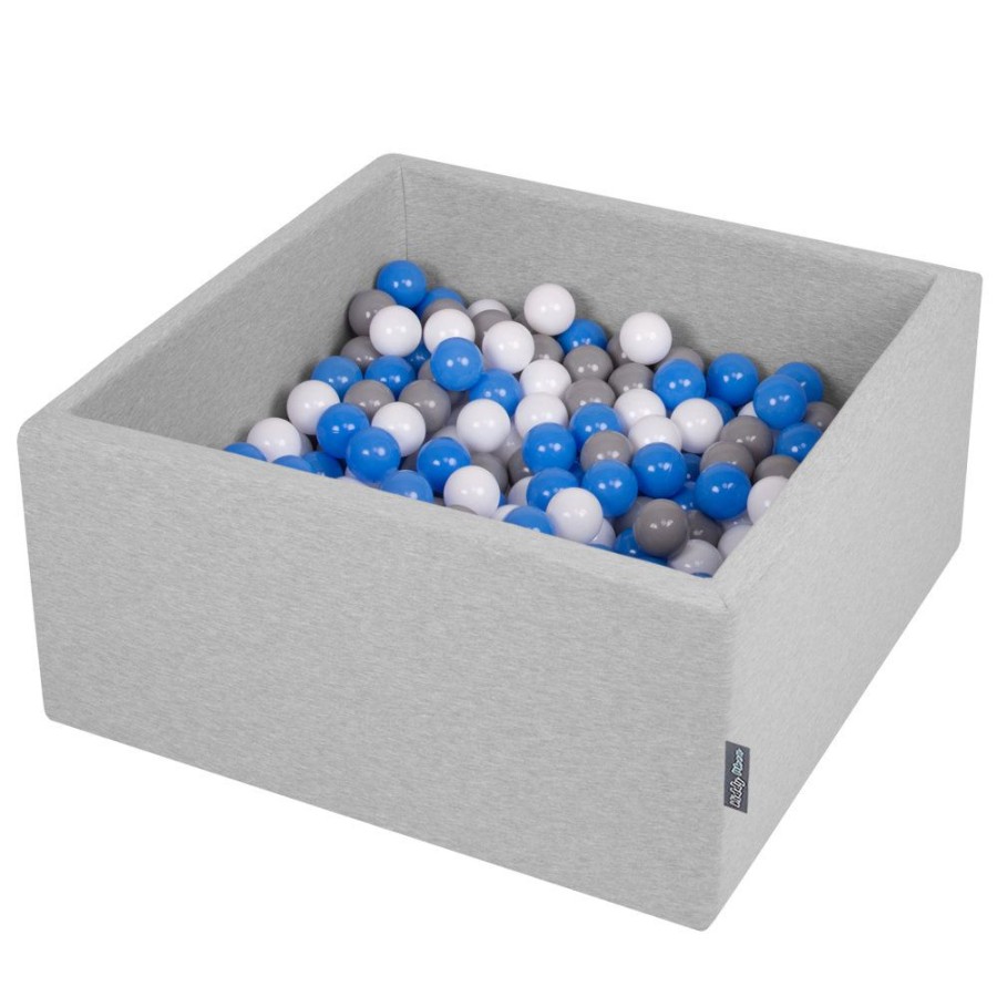 Ball Pits KiddyMoon | Kiddymoon Baby Foam Ball Pit With Balls 7Cm / 2.75In Square, Light Grey: Grey/ White/ Blue Light Grey:Grey/White/Blue