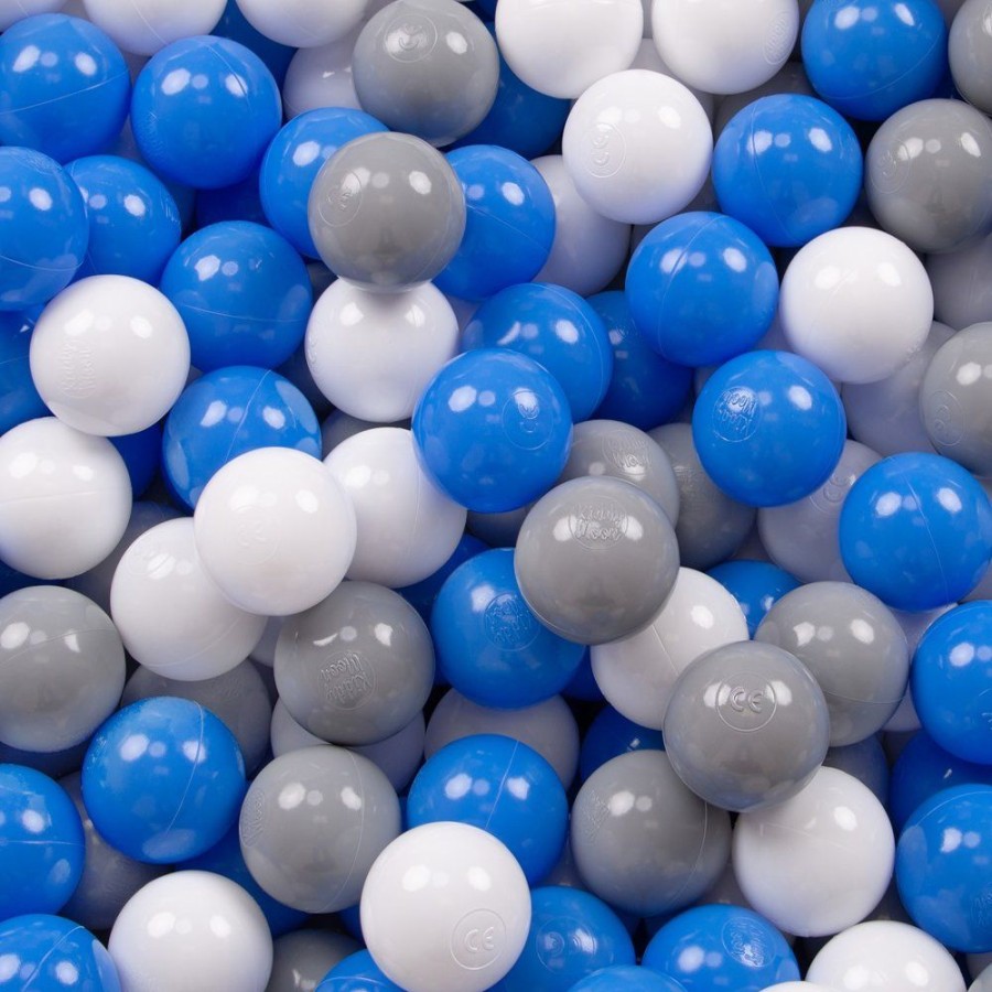 Ball Pits KiddyMoon | Kiddymoon Baby Foam Ball Pit With Balls 7Cm / 2.75In Square, Light Grey: Grey/ White/ Blue Light Grey:Grey/White/Blue