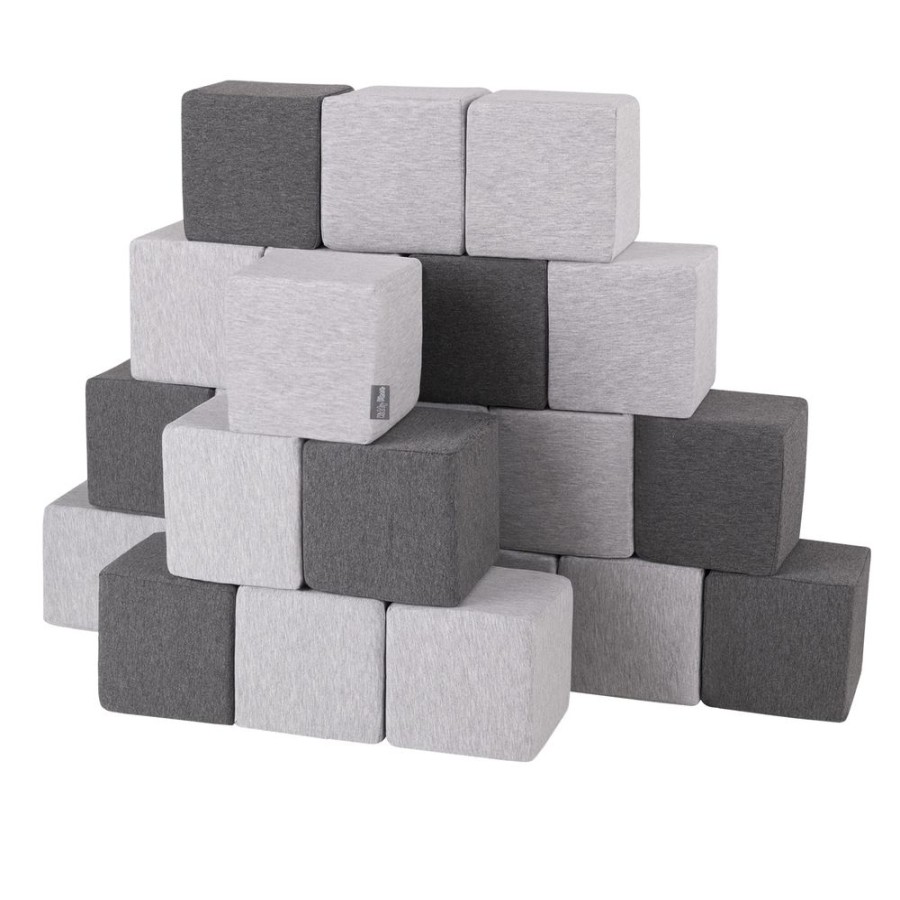 Activity Toys KiddyMoon | Kiddymoon Soft Foam Cubes Building Blocks For Kids, Cubes: Dark Grey-Light Grey Cubes:Dark Grey-Light Grey