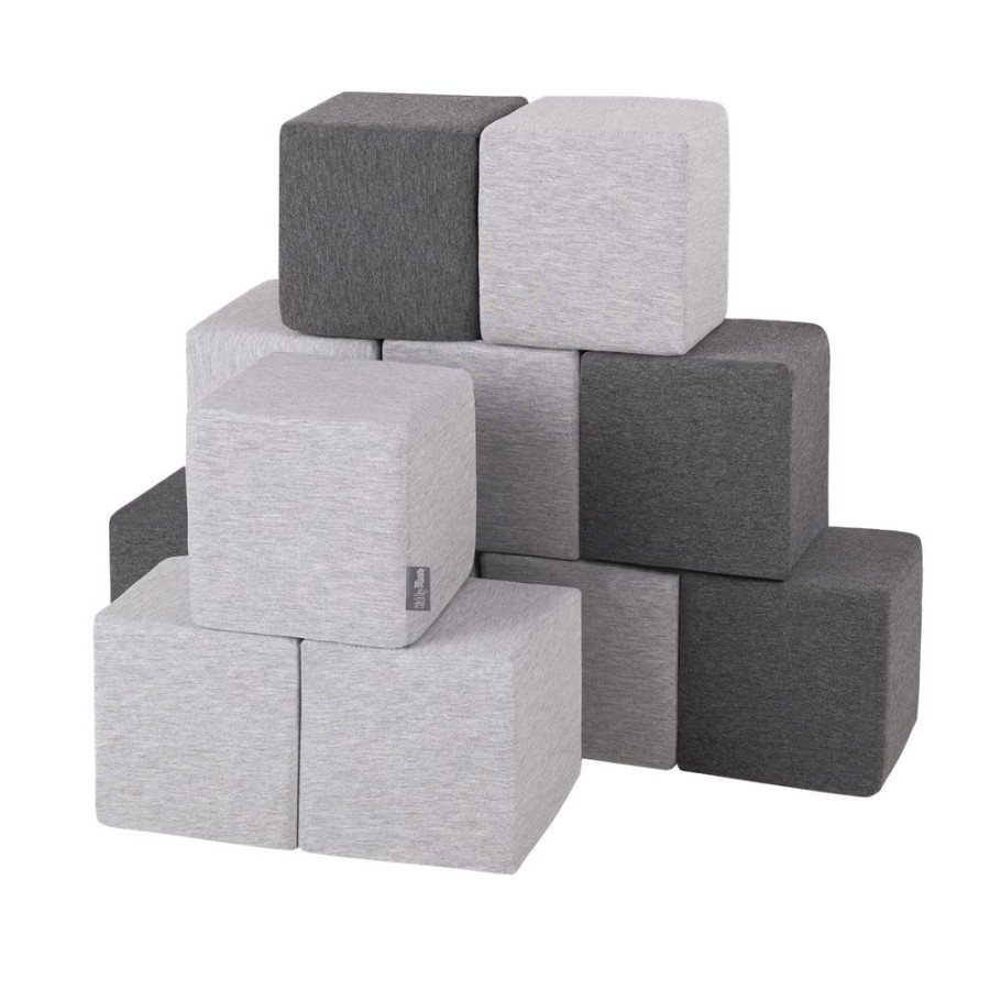 Activity Toys KiddyMoon | Kiddymoon Soft Foam Cubes Building Blocks For Kids, Cubes: Dark Grey-Light Grey Cubes:Dark Grey-Light Grey