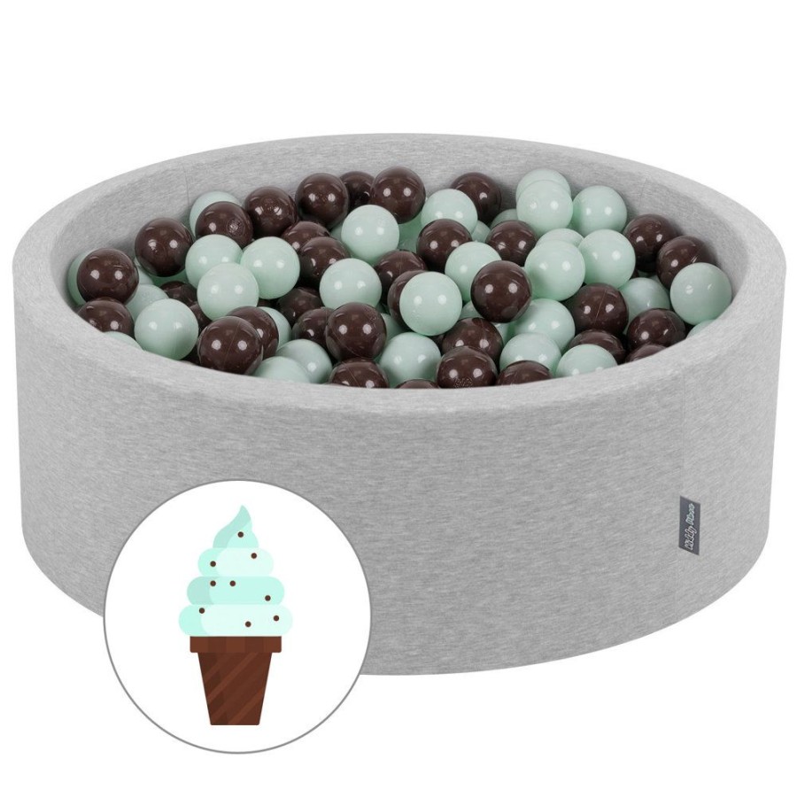 Ball Pits KiddyMoon | Kiddymoon Baby Foam Ball Pit With Balls 7Cm / 2.75In Certified Made In Eu, Mint With Chocolate: Mint/ Brown