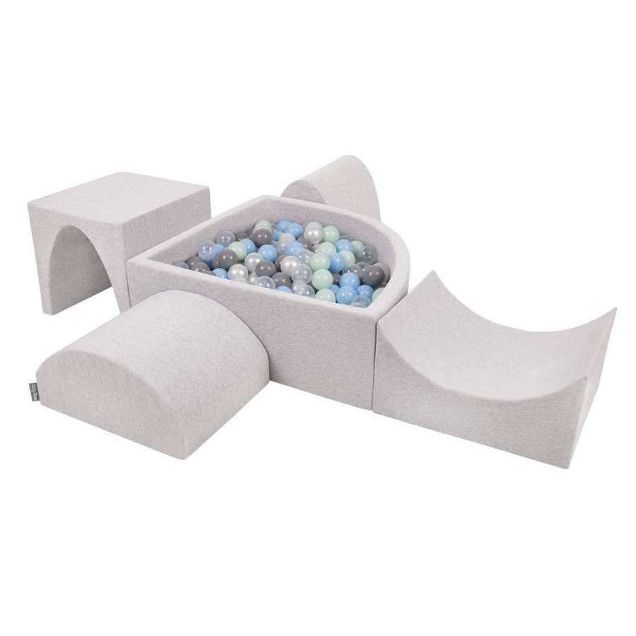 Activity Toys KiddyMoon | Kiddymoon Foam Playground For Kids With Quarter Angular Ballpit And Balls, Lightgrey: Pearl/ Grey/ Transparent/ Babyblue/ Mint Light Grey: Pearl / Grey / Transparent / Baby Blue / Mint