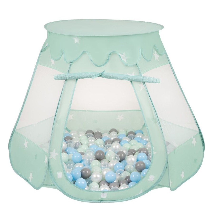 Partners KiddyMoon Partners | Play Tent Castle House Pop Up Ballpit Shell Plastic Balls For Kids, Mint: Pearl/ Grey/ Transparnet/ Babyblue/ Mint Mint:Pearl/Grey/Transparent/Babyblue/Mint