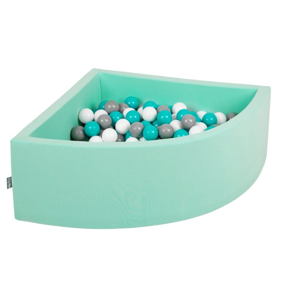 Ball Pits KiddyMoon | Kiddymoon Soft Ball Pit Quarter Angular 7Cm / 2.75In For Kids, Foam Ball Pool Baby Playballs, Made In The Eu, Mint: Grey/ White/ Turquoise Mint:Grey/White/Turquoise