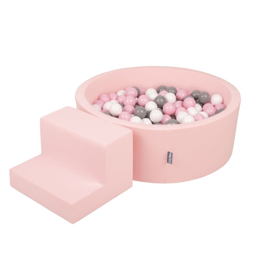 Activity Toys KiddyMoon | Kiddymoon Foam Playground For Kids With Round Ballpit (200 Balls 7Cm/ 2.75In) Soft Obstacles Course And Ball Pool, Certified Made In The Eu, Pink: White/ Grey/ Powder Pink Pink:White/Grey/Powder Pink