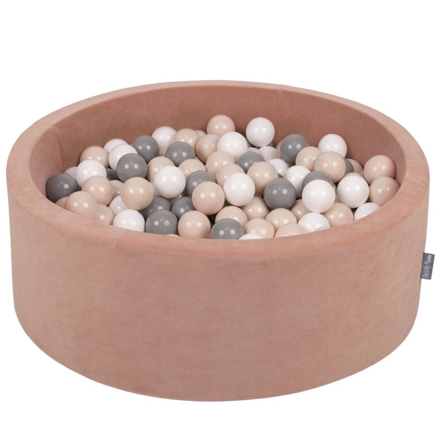 Ball Pits KiddyMoon | Kiddymoon Soft Ball Pit Round 7Cm / 2.75In For Kids, Foam Velvet Ball Pool Baby Playballs, Made In The Eu, Desert Pink: Pastel Beige/ Grey/ White Desert Pink:Pastel Beige/Grey/White