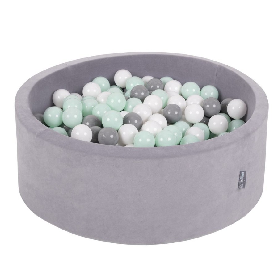 Ball Pits KiddyMoon | Kiddymoon Soft Ball Pit Round 7Cm / 2.75In For Kids, Foam Velvet Ball Pool Baby Playballs, Made In The Eu, Grey Mountains: White/ Grey/ Mint