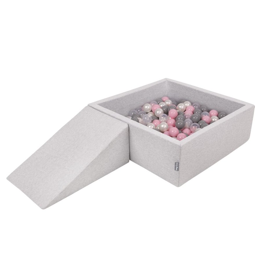 Playgrounds KiddyMoon | Kiddymoon Foam Playground For Kids With Square Ballpit And Balls, Lightgrey: Pearl/ Grey/ Transparent/ Powderpink Light Grey: Pearl / Grey / Transparent / Light Pink