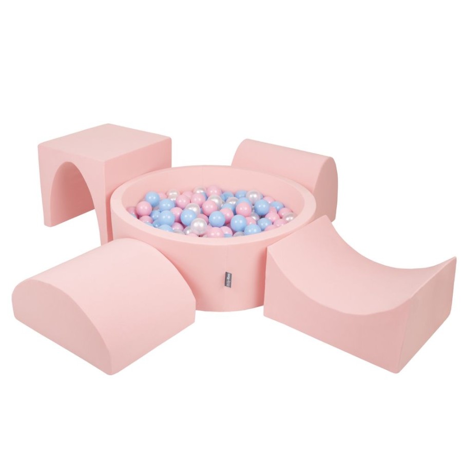 Activity Toys KiddyMoon | Kiddymoon Foam Playground For Kids With Ballpit And Balls, Pink: Babyblue/ Powder Pink/ Pearl