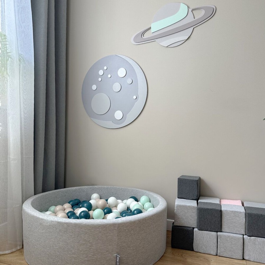 Nursery Room KiddyMoon | Kiddymoon Wall Decor Kids Room Nursery Wood Mdf Multiple Shapes 3D, Moon: Grey