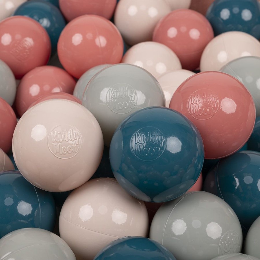 Plastic Balls KiddyMoon | Kiddymoon Soft Plastic Play Balls 7Cm/ 2.75In Multi-Colour Certified Made In Eu, Dark Turquoise/ Pastel Beige/ Greengrey/ Salmon Pink Dark Turquoise / Pastel Beige / Greengrey / Salmon Pink