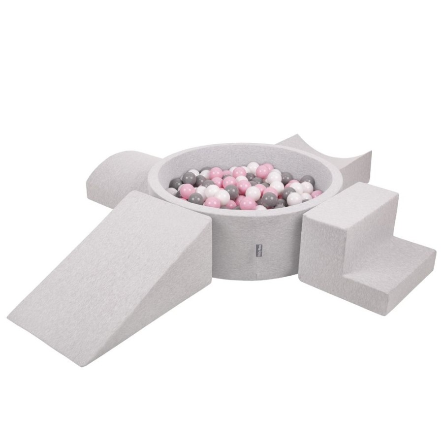 Activity Toys KiddyMoon | Kiddymoon Foam Playground For Kids With Round Ballpit ( 7Cm/ 2.75In) Soft Obstacles Course And Ball Pool, Certified Made In The Eu, Lightgrey: White/ Grey/ Powderpink Light Grey: White / Grey / Light Pink