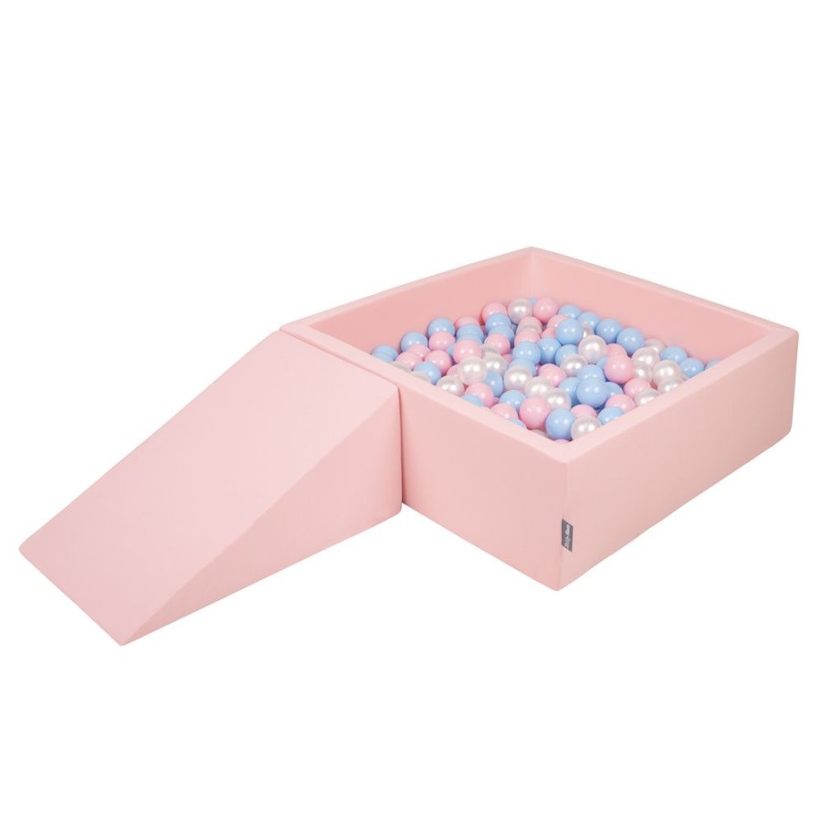 Activity Toys KiddyMoon | Kiddymoon Foam Playground For Kids With Square Ballpit And Balls, Pink: Babyblue/ Powder Pink/ Pearl Pink:Babyblue/Powder Pink/Pearl