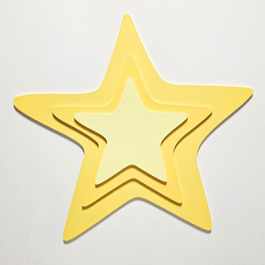 Nursery Room KiddyMoon | Kiddymoon Wall Decor Kids Room Nursery Wood Mdf Multiple Shapes 3D, Star: Yellow