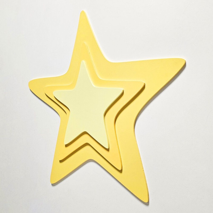 Nursery Room KiddyMoon | Kiddymoon Wall Decor Kids Room Nursery Wood Mdf Multiple Shapes 3D, Star: Yellow