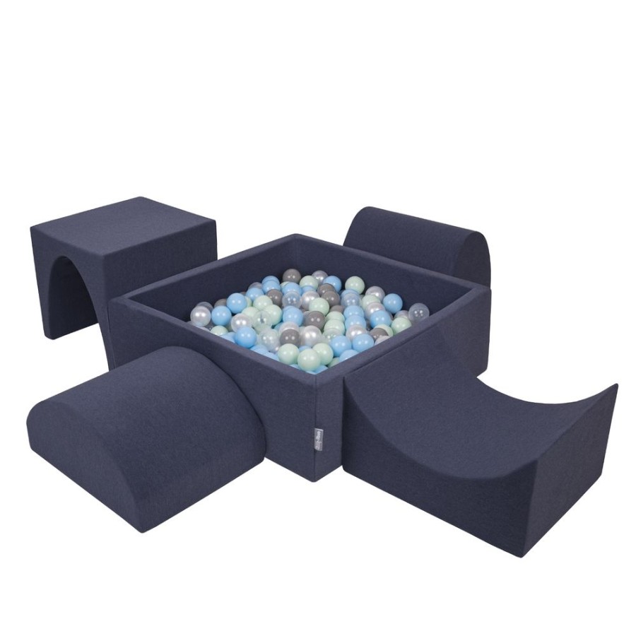 Activity Toys KiddyMoon | Kiddymoon Foam Playground For Kids With Square Ballpit, Darkblue: Pearl/ Grey/ Transparent/ Babyblue/ Mint Darkblue:Pearl/Grey/Transparent/Babyblue/Mint