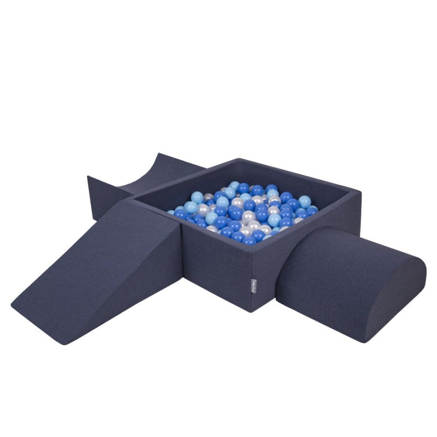 Playgrounds KiddyMoon | Kiddymoon Foam Playground For Kids With Square Ballpit And Balls, Darkblue: Babyblue/ Blue/ Pearl Darkblue:Babyblue/Blue/Pearl