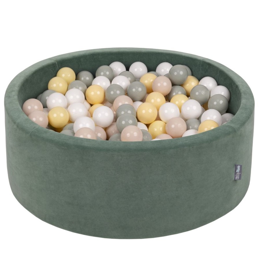 Ball Pits KiddyMoon | Kiddymoon Soft Ball Pit Round 7Cm / 2.75In For Kids, Foam Velvet Ball Pool Baby Playballs, Made In The Eu, Forest Green: Pastel Beige/ Greengrey/ Pastel Yellow/ White Forest Green:Pastel Beige/Greengrey/Pastel Yellow/White