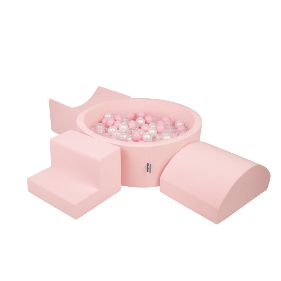 Activity Toys KiddyMoon | Kiddymoon Foam Playground For Kids With Round Ballpit ( 7Cm/ 2.75In) Soft Obstacles Course And Ball Pool, Certified Made In The Eu, Pink: Powder Pink/ Pearl/ Transparent Pink: Light Pink / Pearl / Transparent