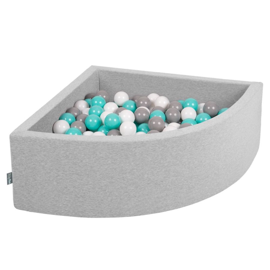 Ball Pits KiddyMoon | Kiddymoon Soft Ball Pit Quarter Angular 7Cm / 2.75In For Kids, Foam Ball Pool Baby Playballs, Made In The Eu, Light Grey: White/ Grey/ Light Turquoise Light Grey:White/Grey/Light Turquoise