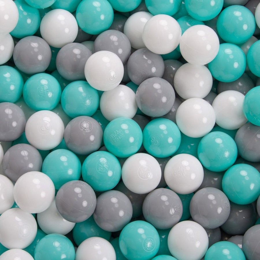 Ball Pits KiddyMoon | Kiddymoon Soft Ball Pit Quarter Angular 7Cm / 2.75In For Kids, Foam Ball Pool Baby Playballs, Made In The Eu, Light Grey: White/ Grey/ Light Turquoise Light Grey:White/Grey/Light Turquoise