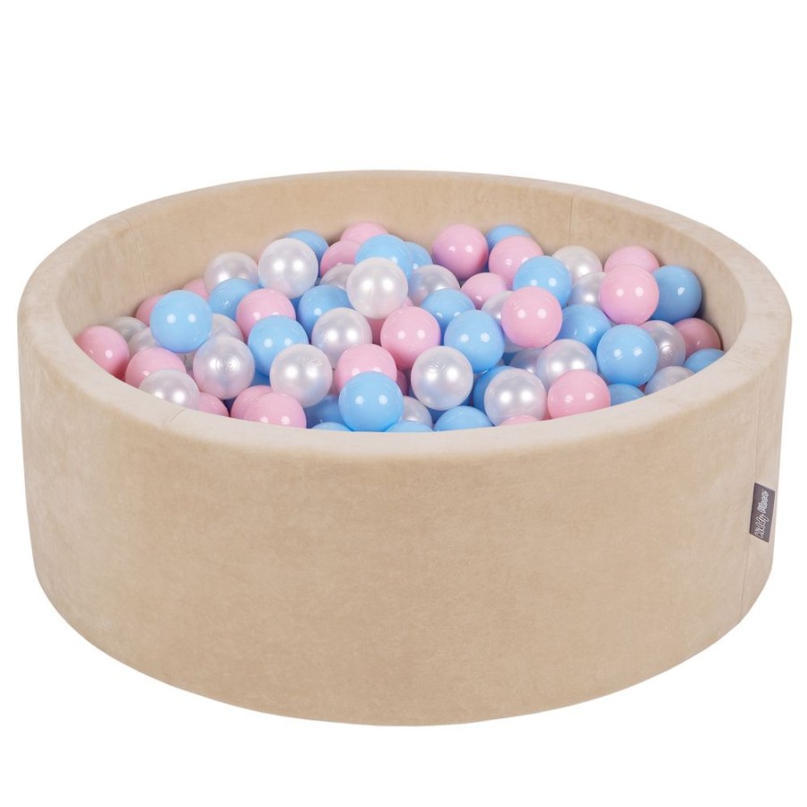 Ball Pits KiddyMoon | Kiddymoon Soft Ball Pit Round 7Cm / 2.75In For Kids, Foam Velvet Ball Pool Baby Playballs, Sand Beige: Babyblue/ Light Pink/ Pearl