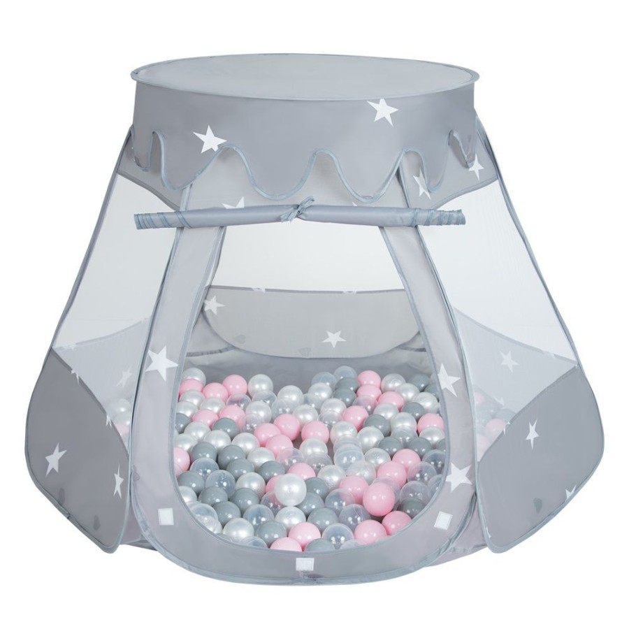 Partners KiddyMoon Partners | Play Tent Castle House Pop Up Ballpit Shell Plastic Balls For Kids, Grey: Pearl-Grey-Transparent-Powder Pink Grey: Pearl / Grey / Transparent / Light Pink