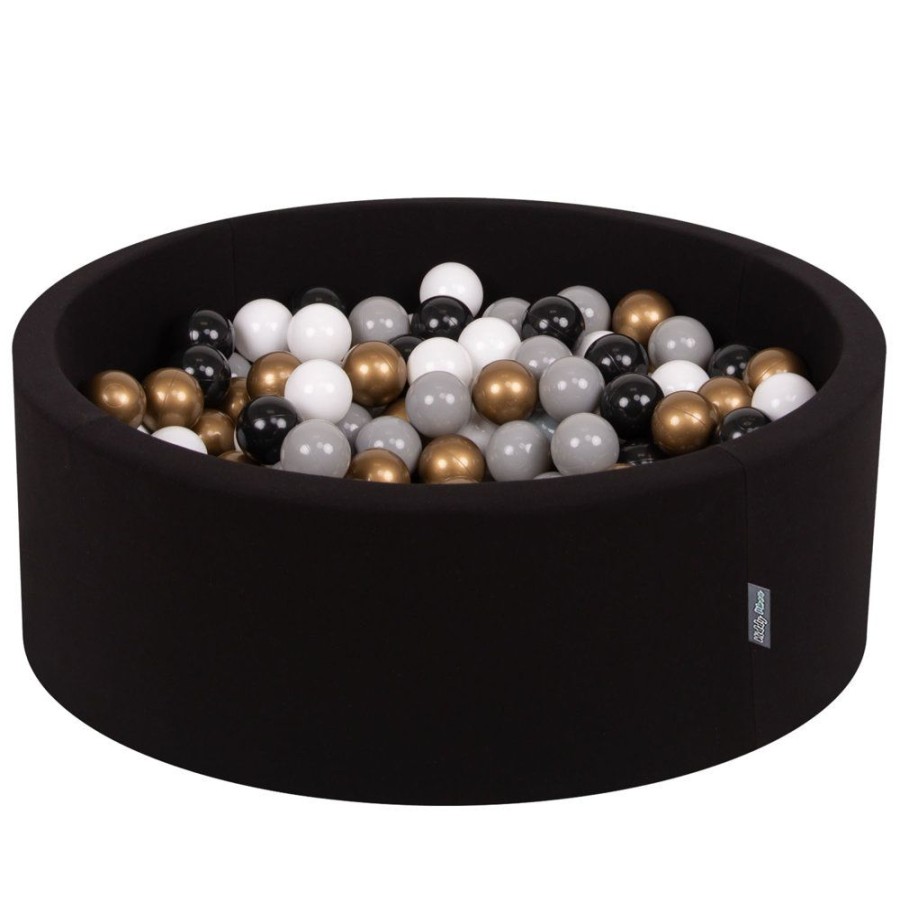 Ball Pits KiddyMoon | Kiddymoon Baby Foam Ball Pit With Balls 7Cm / 2.75In Certified Made In Eu, Black: White/ / Black/ Gold