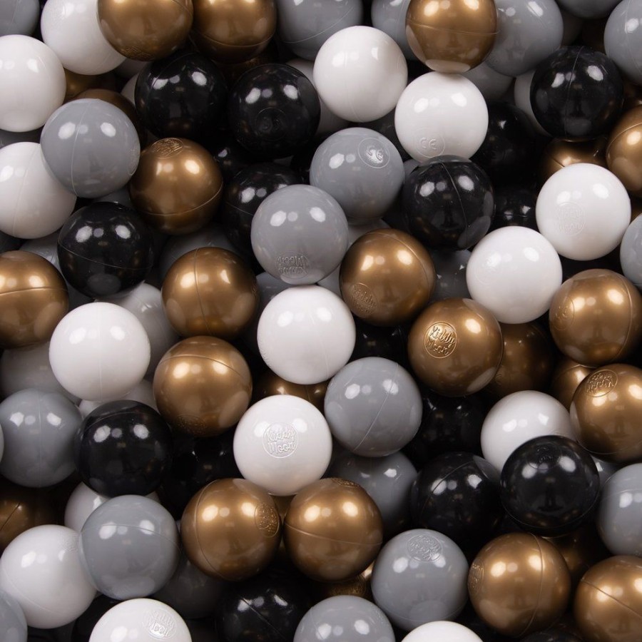 Ball Pits KiddyMoon | Kiddymoon Baby Foam Ball Pit With Balls 7Cm / 2.75In Certified Made In Eu, Black: White/ / Black/ Gold