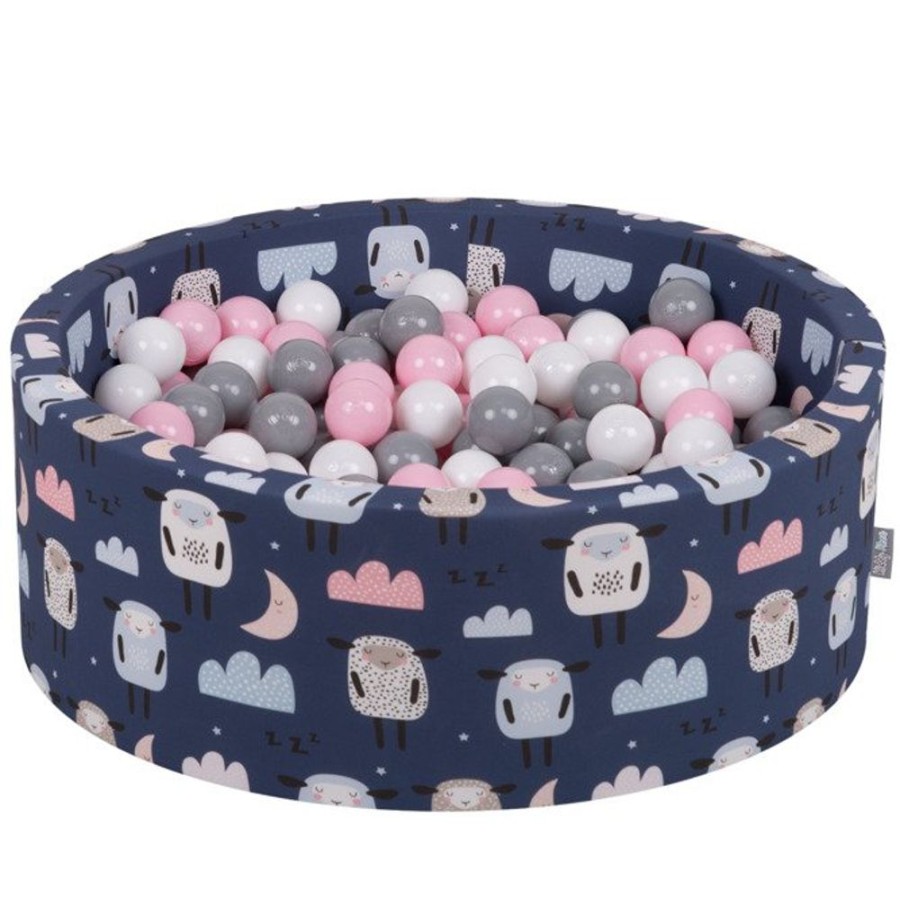 Ball Pits KiddyMoon | Kiddymoon Baby Ballpit With Balls 7Cm / 2.75In Certified, Sheep-Dblue: White/ Grey/ Powderpink Sheep-Dblue:White/Grey/Powderpink