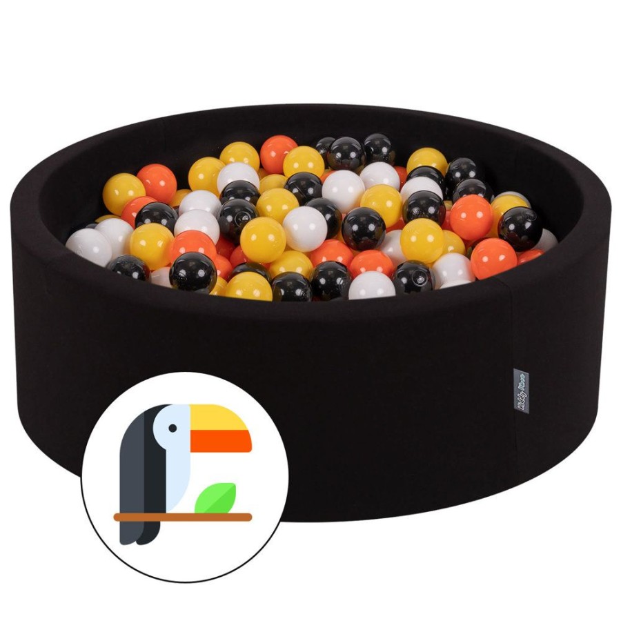 Ball Pits KiddyMoon | Kiddymoon Baby Foam Ball Pit With Balls 7Cm / 2.75In Certified Made In Eu, Toucan: Black/ White/ Orange/ Yellow