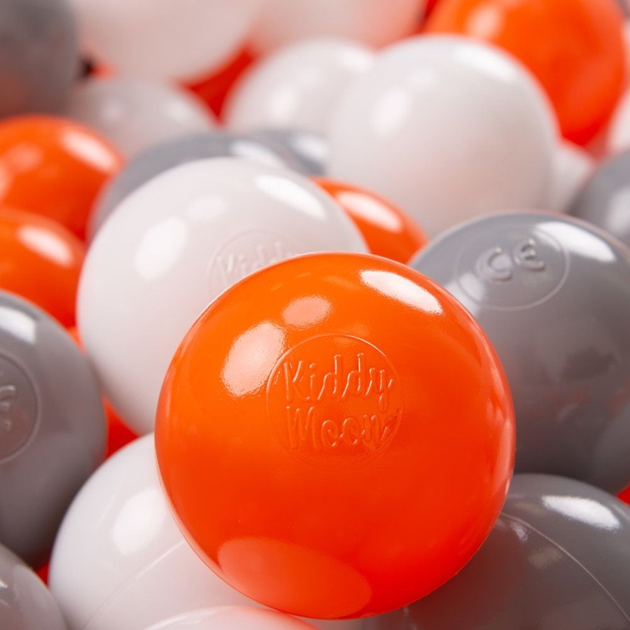 Plastic Balls KiddyMoon | Kiddymoon Soft Plastic Play Balls 7Cm/ 2.75In Multi-Colour Certified Made In Eu, Orange/ Grey/ White Orange/Grey/White