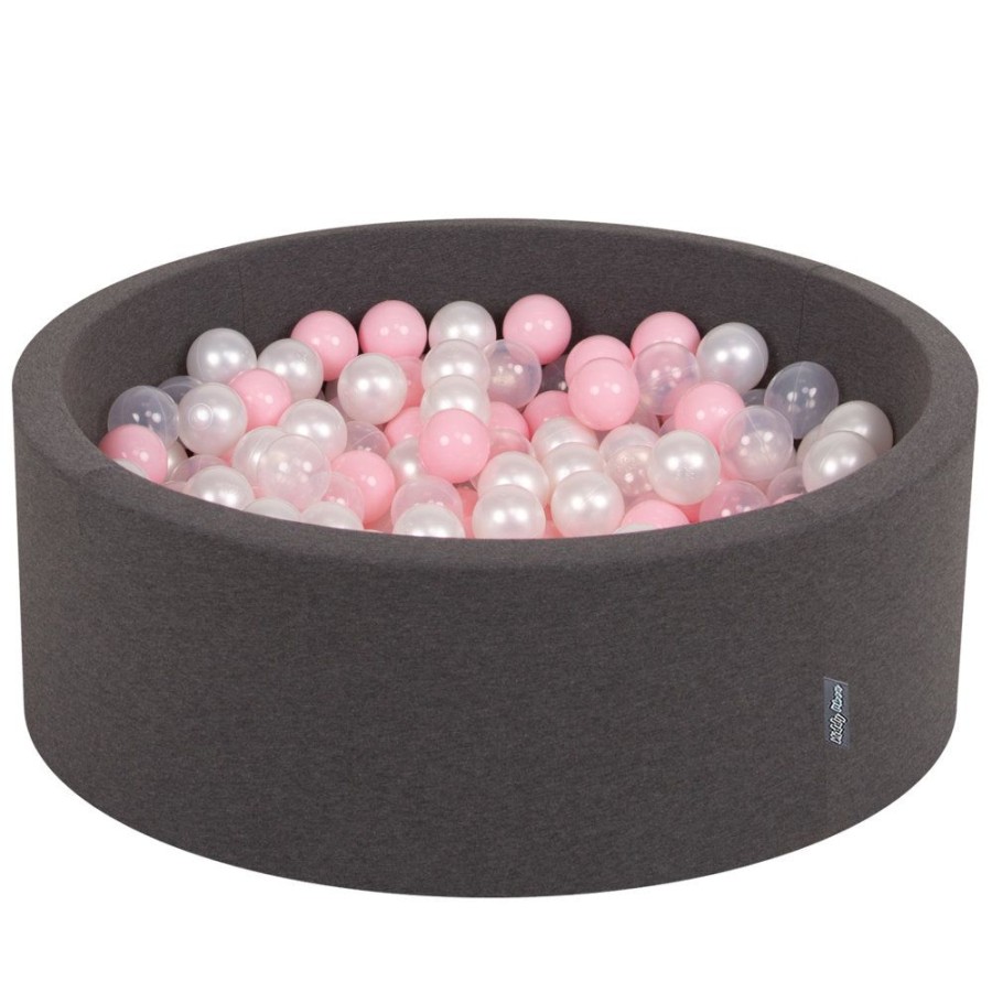 Ball Pits KiddyMoon | Kiddymoon Baby Foam Ball Pit With Balls 7Cm / 2.75In Certified Made In Eu, Dark Grey: Light Pink/ Pearl/ Transparent Dark Grey:Light Pink/Pearl/Transparent