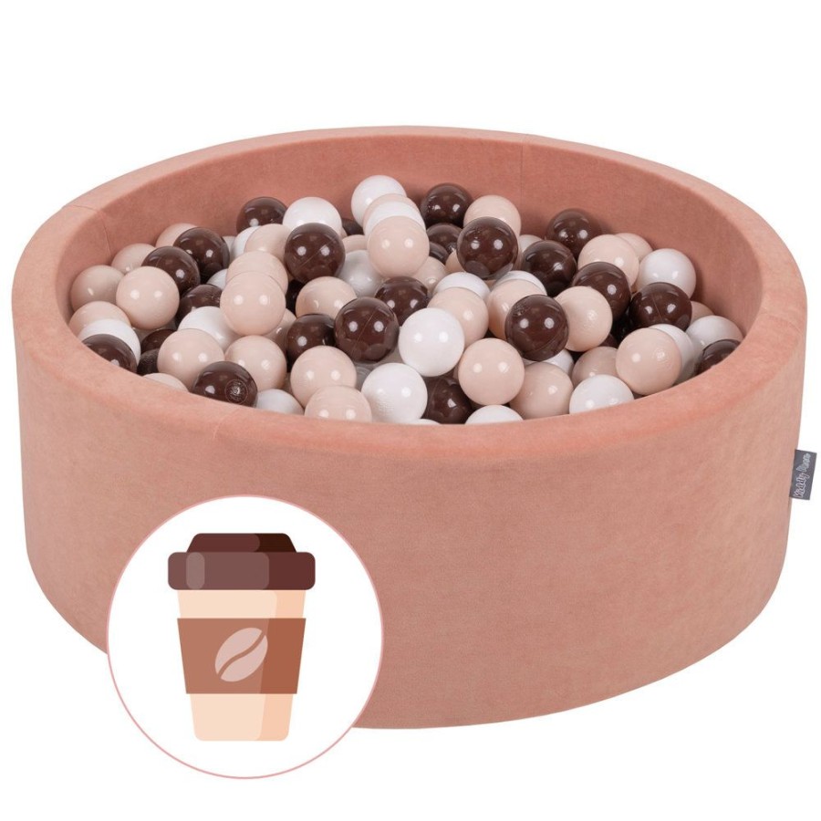 Ball Pits KiddyMoon | Kiddymoon Baby Foam Ball Pit With Balls 7Cm / 2.75In Certified Made In Eu, Coffee: White/ Pastel Beige/ Brown