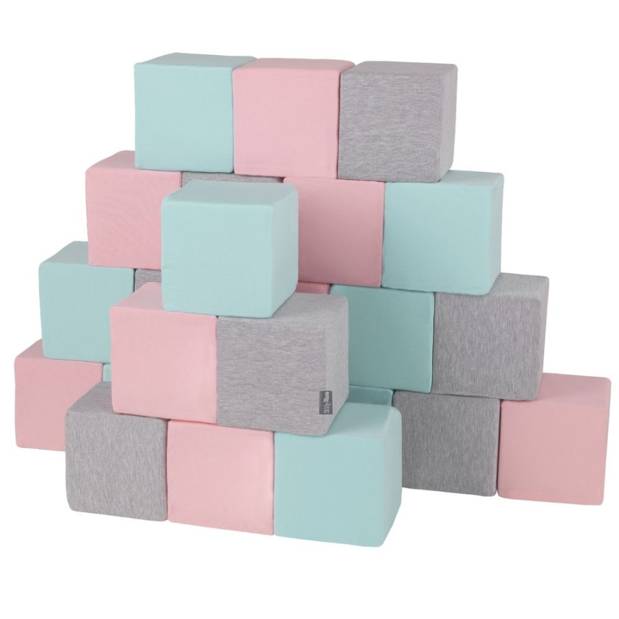 Activity Toys KiddyMoon | Kiddymoon Soft Foam Cubes Building Blocks For Kids, Cubes: Light Grey-Pink-Mint Cubes:Light Grey-Pink-Mint