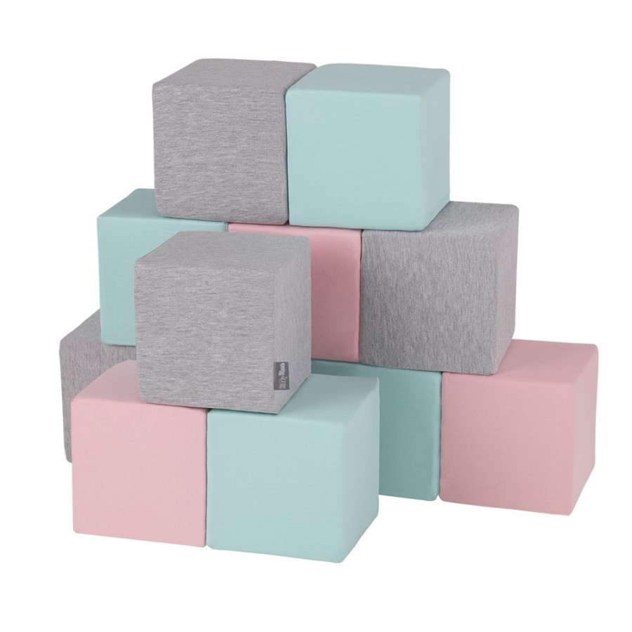 Activity Toys KiddyMoon | Kiddymoon Soft Foam Cubes Building Blocks For Kids, Cubes: Light Grey-Pink-Mint Cubes:Light Grey-Pink-Mint