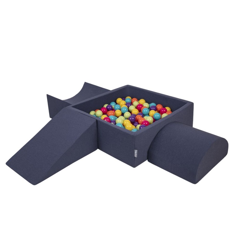 Activity Toys KiddyMoon | Kiddymoon Foam Playground For Kids With Square Ballpit And Balls, Darkblue: Lgreen/ Yellow/ Turquoi/ Orange/ Dpink/ Purple Dark Blue: Light Green / Yellow / Turquoise / Orange / Dark Pink / Purple