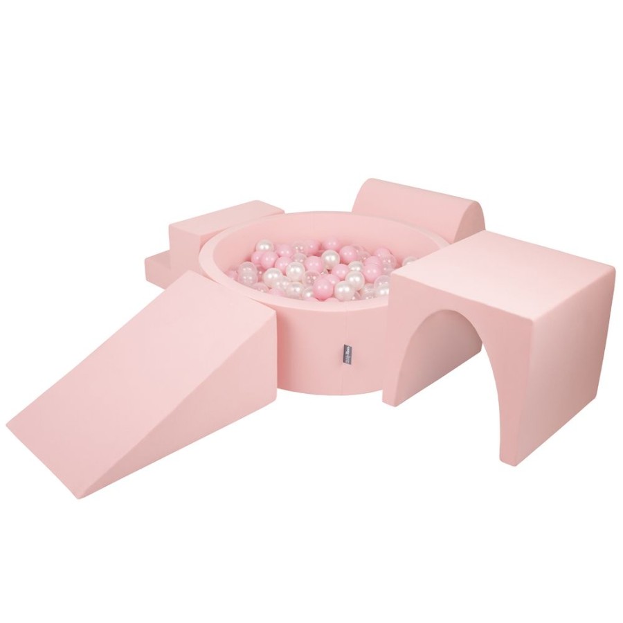 Activity Toys KiddyMoon | Kiddymoon Foam Playground For Kids With Round Ballpit ( 7Cm/ 2.75In) Soft Obstacles Course And Ball Pool, Certified Made In The Eu, Pink: Powder Pink/ Pearl/ Transparent Pink: Light Pink / Pearl / Transparent