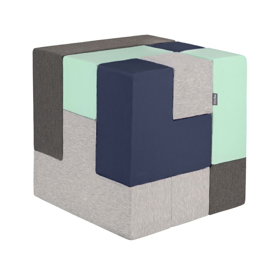 Activity Toys KiddyMoon | Kiddymoon Soft Foam Cubes Building Blocks For Kids, Mix: Light Grey-Dark Grey-Dark Blue-Mint