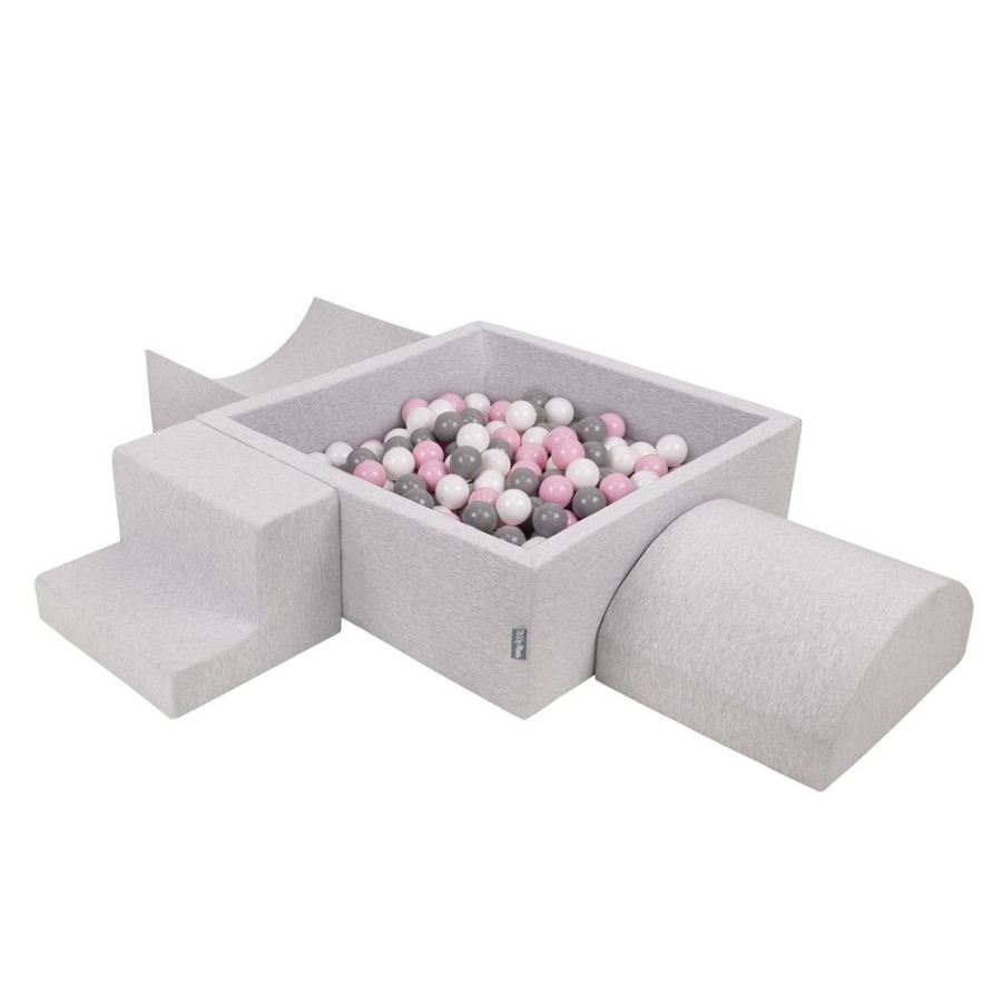 Activity Toys KiddyMoon | Kiddymoon Foam Playground For Kids With Square Ballpit ( 7Cm/ 2.75In) Soft Obstacles Course And Ball Pool, Certified Made In The Eu, Lightgrey: White/ Grey/ Powderpink Lightgrey:White/Grey/Powderpink