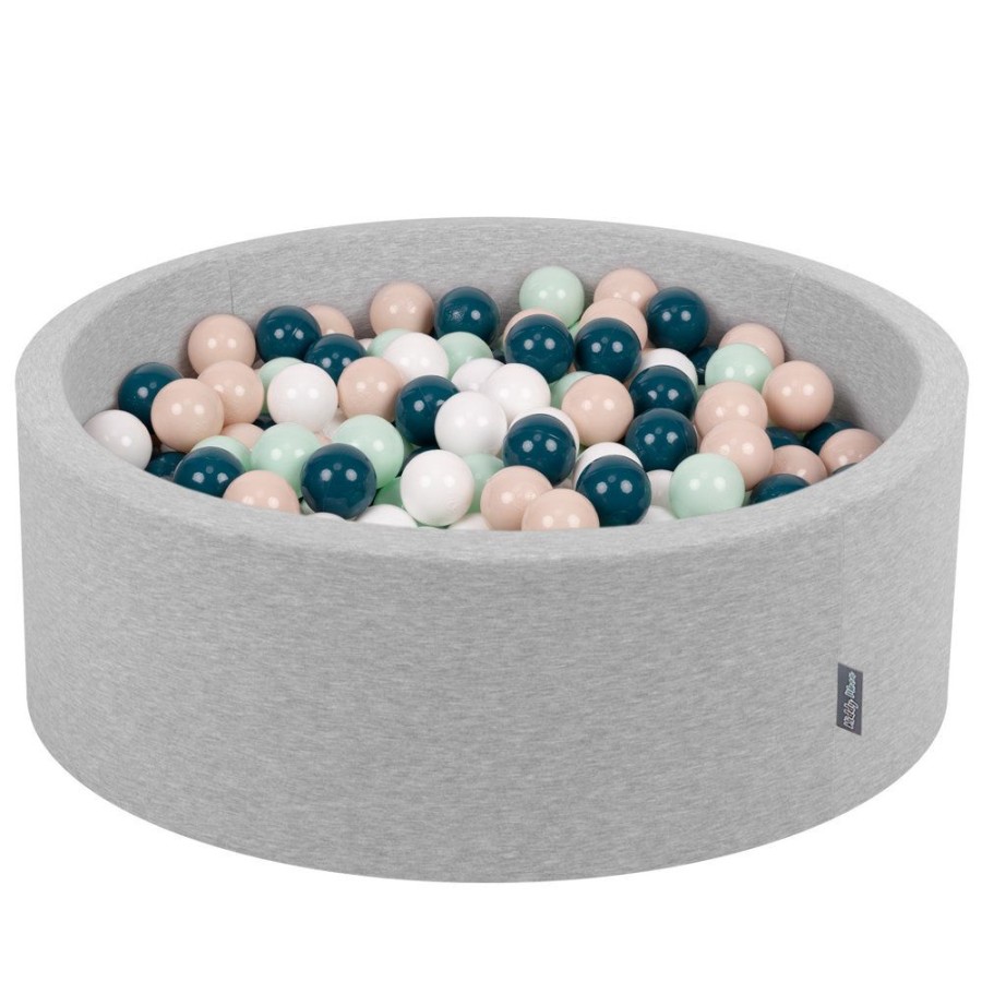 Ball Pits KiddyMoon | Kiddymoon Baby Foam Ball Pit With Balls 7Cm / 2.75In Certified Made In Eu, Light Grey: Dark Turquoise/ Pastel Beige/ White/ Mint