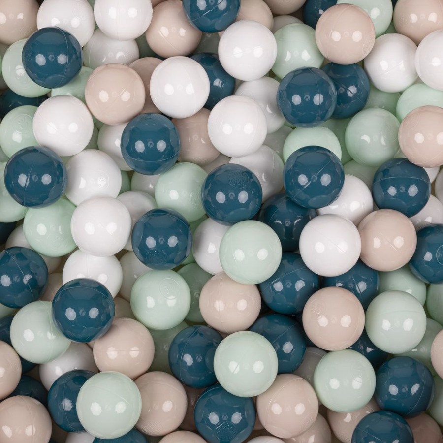 Ball Pits KiddyMoon | Kiddymoon Baby Foam Ball Pit With Balls 7Cm / 2.75In Certified Made In Eu, Light Grey: Dark Turquoise/ Pastel Beige/ White/ Mint