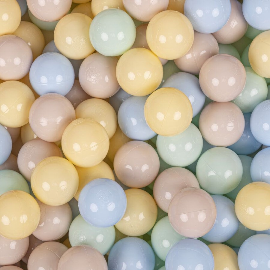 Ball Pits KiddyMoon | Kiddymoon Soft Ball Pit Round 7Cm / 2.75In For Kids, Foam Velvet Ball Pool Baby Playballs, Agave Green: Pastel Beige/ Pastel Blue/ Pastel Yellow/ Mint